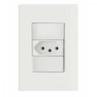 Imagem de Conj 4x2 1 Tomada 2p+t 10 A 250 V Tramontina Giz Branco