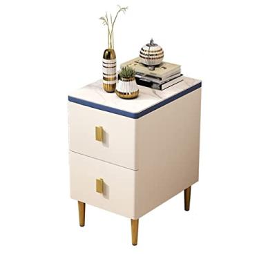 Imagem de Mesas laterais de cama Mesa de cabeceira ultra estreita de gaveta dupla ampla mini luz hotel de luxo pequeno moderno armário lateral de armazenamento doméstico armário de cabeceira para quarto (cor : A)