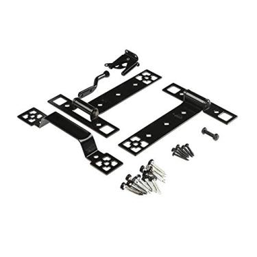 Imagem de Kit de portão Craftsman N109-316 com trava de portão, dobradiças de portão e puxador de portão da National Hardware, preto