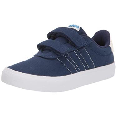 Imagem de adidas Tênis de skate unissex infantil Vulcraid3r, Azul escuro/branco nuvem/azul, 11 Little Kid