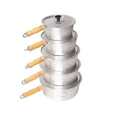 Imagem de Jogo De Panelas Alumínio Fundido Batido Cabo Comprido