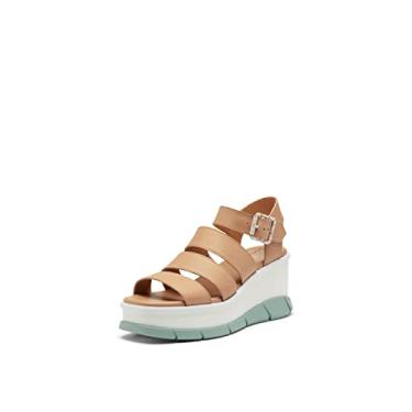 Imagem de SOREL Joanie III Sandália feminina com tira no tornozelo, Honest bege, azul esmagado, 10