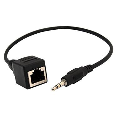 Imagem de Wpeng 3,5 mm plugue estéreo macho para extensor fêmea RJ45 sobre Cat5 e Cat6 cabo adaptador de tomada Ethernet (3,5 M/RJ45F)