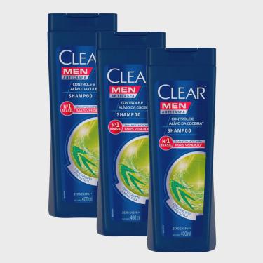 Imagem de Shampoo Clear Men Controle e Alívio da Coceira 400ml Kit com três unidades