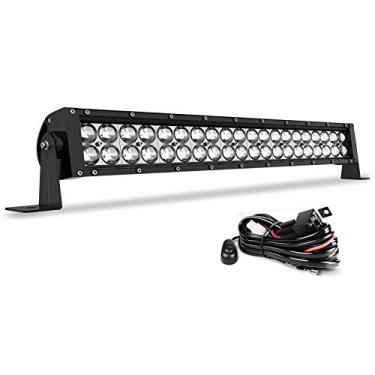 Imagem de AUTOSAVER88 Barra de luz de LED de 61 cm, luz de trabalho reta 4D 200W com chicote de fiação de 2,43 m, lâmpada de neblina para condução off-road 20000LM luz de barco marítima IP68 à prova d'água e barra de luz combo de feixe de luz de inundação