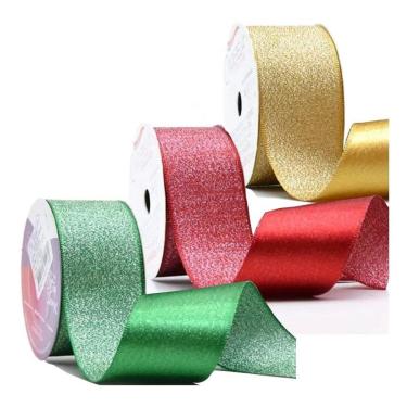 Imagem de 2 Fita De Cetim Lurex Brilho 38mm 10 Metros Para Laços Arte