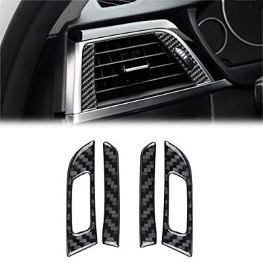 Imagem de BLAKAYA Compatível com Adesivo de acabamento de armação de saída de ar frontal de fibra de carbono para BMW 3 4 Series GT F30 2013 2014 2015 2016 2017 2018 2019 (4 peças preto