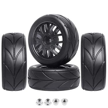 Imagem de GoHobby Rodas e pneus sextavados 1/10 de 12 mm com inserções de espuma para RC Touring Car Traxxas 4tec 2.0 Tamiya TT02 TT01 Drift, conjunto com 4