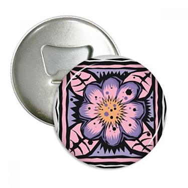 Imagem de Flor Roxa Mexicon Culture Element Gravador Abridor de Garrafas Ímã de Geladeira Emblema Multifuncional