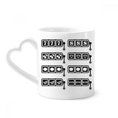 Imagem de Caneca com ilustração de padrão vencedor da máquina de caça-níqueis copo de coração de vidro de cerâmica