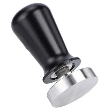 Imagem de Ferramenta de prensagem de café de primavera, tamper de café requintado, base plana de aço inoxidável portátil feito à mão para escritório em casa