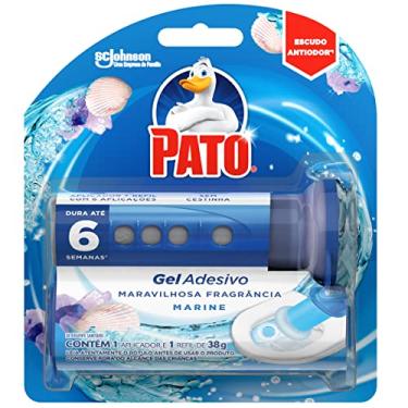 Imagem de Pato Desodorizador Sanitário Gel Adesivo Aplicador + Refil Marine 1 Disco