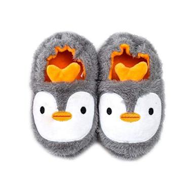 Imagem de Csfry Pantufas de pelúcia macias para bebês meninas com desenho quente para inverno, Laranja, 5-6 Toddler
