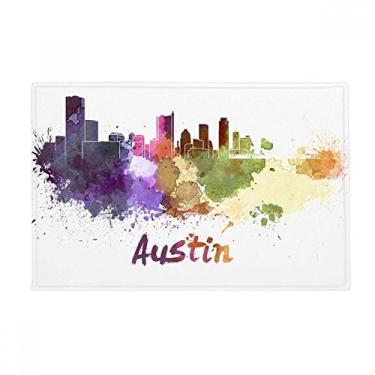 Imagem de DIYthinker Austin America City Tapete para porta de banheiro com aquarela antiderrapante