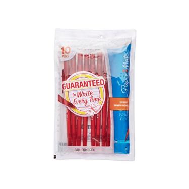 Imagem de Paper Mate Canetas esferográficas Write Bros, ponta média (1,0 mm), vermelha, 10 unidades