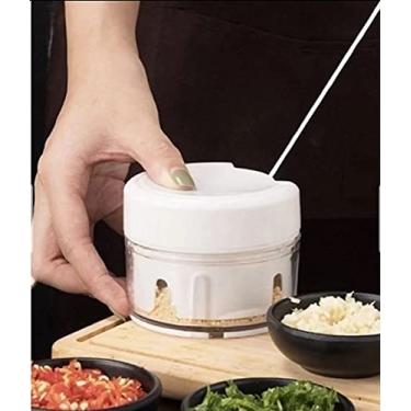 Imagem de Mini Processador Triturador de Alimentos alho cebola tomate manual 2 laminas