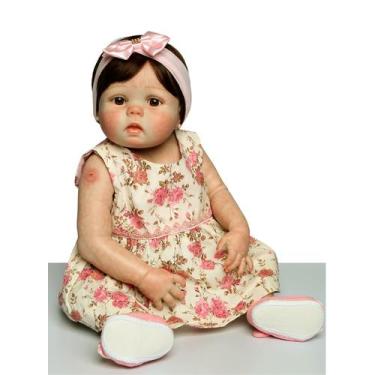 Brastoy Bebê Reborn Boneca Pintada Silicone Realistic Menina Original 55cm