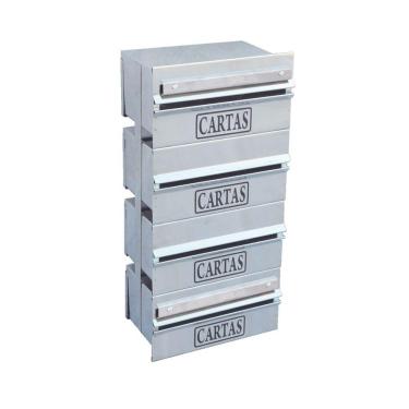 Imagem de Caixa Correio Condomínio Detrás Para Grade Inox 4 Módulos