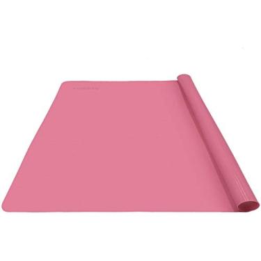 Imagem de LONGFITE Tapete de silicone para massa, pastelaria, fondant, grande, antiaderente e antiderrapante, resistente ao calor, protetor de bancada, tapete de mesa de jantar e jogo americano (grande, rosa)