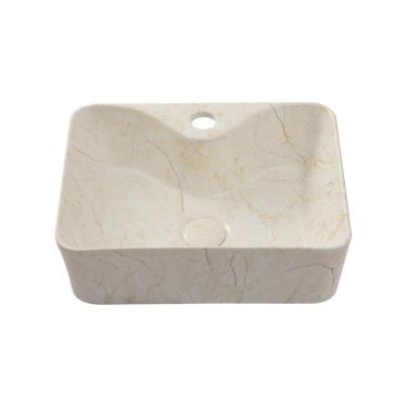 Imagem de Cuba De Apoio Para Banheiro Retangular Slim Louça Cerâmica 40 cm Cornalina Pingoo.casa - Marmorizado Gold