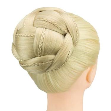 Imagem de IMISSU Capa de cabelo chignon trançada tamanho grande rosquinha apliques de cabelo scrunchie coque peruca updo (M2 Loira Suja)