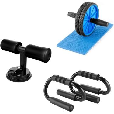 Imagem de Kit Roda Abdominal + Apoio Pés + Par Flexão Musculação