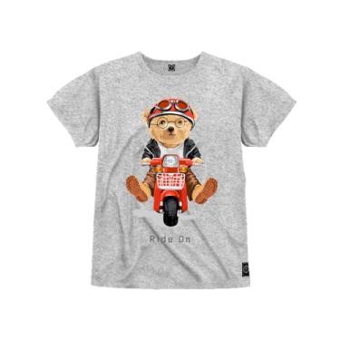 Imagem de Camiseta Infantil 100% Algodão Premium Estampada Urso Mobilet Cinza 10