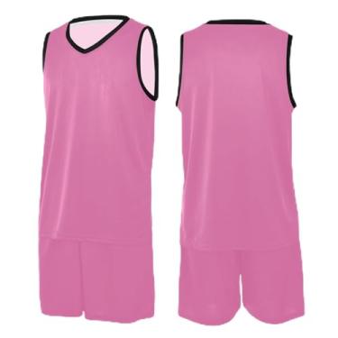 Imagem de CHIFIGNO Camiseta Pansy Basketball Jersey, Basketball Scrimmage, Youth Practice Jersey Basketball PP-3GG, Rosa coral, M