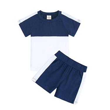 Imagem de Metaxas Conjunto de faixa de cabeça unissex para bebê, camiseta de verão, 2 peças, 2 peças, roupa de dormir, Azul escuro, 7-8 Anos