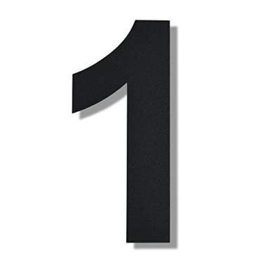 Imagem de BetLight Número de endereço residencial flutuante de aço inoxidável de 25 cm de altura para uso externo/preto/número 1