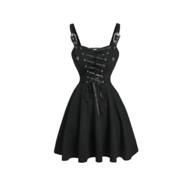 Imagem de Camisa Feminina Lace Up Front Cami Dress (Color : Black, Size : CH)