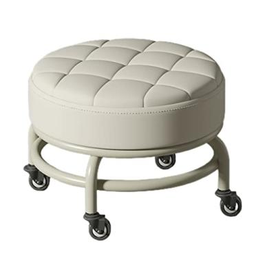 Imagem de Banco giratório de scoot com almofada, banquinho curto com rodas para garagem, jardinagem, casa, festa diária, salão de manicure, spa, pedicure, esporte fitness (cor: C-2, tamanho: 34 * 34 * 29 cm) (J