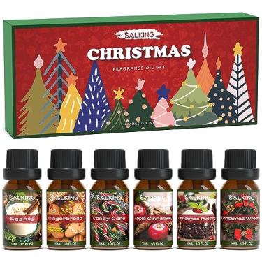 Imagem de SALKING Óleos perfumados de Natal, óleo essencial premium para difusor, conjunto de presente de óleo perfumado para fazer velas de sabão - guirlanda de Natal, maçã canela, pão de gengibre, bengala