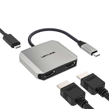 Imagem de WAVLINK Adaptador USB C para HDMI duplo 4K a 60Hz, divisor HDMI 3 em 1 com entrega de energia de 87 W, hub HDMI alimentado por conversor de dois monitores para laptops MacBook Pro/Air, Dell XPS, HP,