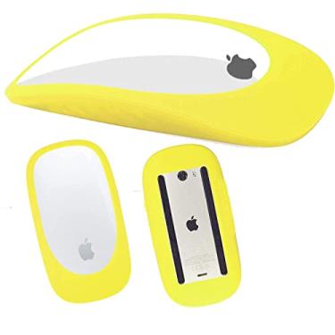 Imagem de Capa protetora de silicone para Apple Magic Mouse 2 e Apple Magic Mouse 1, capa protetora macia colorida para Apple Magic iPad Mouse. Capa ultrafina, acessórios de mouse antiqueda (amarelo)