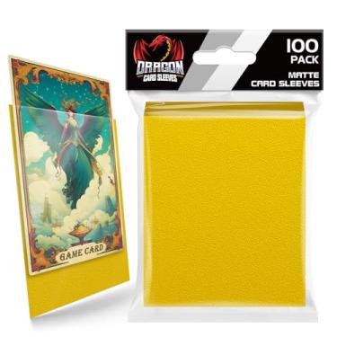 Imagem de 100 unidades de capas foscas para cartões colecionáveis, tamanho padrão, protetores de cartas de baralho para cartões de beisebol, cartões esportivos, MTG, cartas de jogo de cartas Yugioh (amarelo)