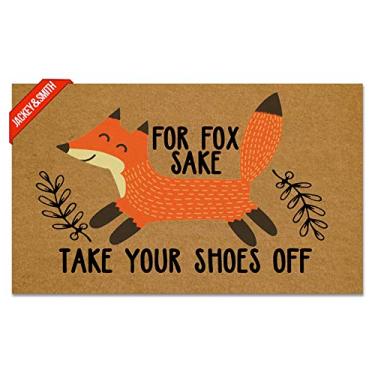 Imagem de Jackey&Smith Tapete de boas-vindas para Fox Sake Take Your Shoes Off Door Mats for Home Entrance Funny Doormat 76 x 45 cm, tapete antiderrapante de 6 mm de espessura para tecido de feltro de entrada