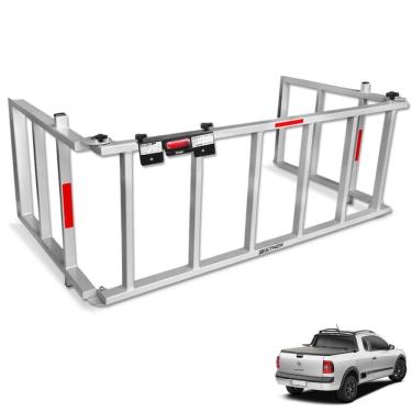Imagem de Extensor de Caçamba Saveiro 2010 a 2024 Rampa Prata Reforçado 350kg Gtnox