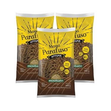 Imagem de Kit 3X: Macarrão Parafuso Integral Mosmann 400g