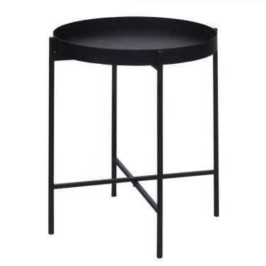 Imagem de Mesa de Apoio Bandeja Sofá Cama Redonda 40x50cm Média Collie Preto