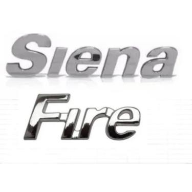 Imagem de emblema letreiro linha Fiat escrita Siena mais fire cromado fita 3M
