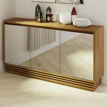 Imagem de Balcão Buffet 3 Portas 1 Gaveta com Espelho Natural Bb2609 - Tecno Mob