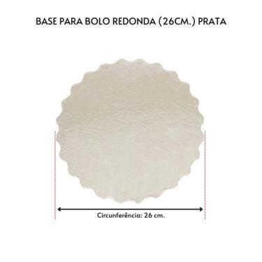 Imagem de 10 Base Laminada Cake Board Para Bolo Redondo 26cm Prata - TAMAROZZI E