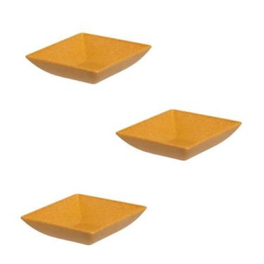 Imagem de 3un prato mini petisqueira quadrado aperitivos marrom claro - EVO