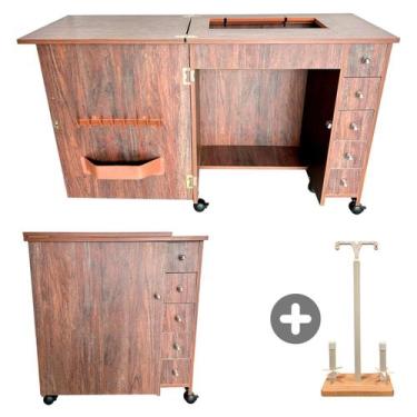 Imagem de Gabinete Luxo 5 Gavetas Máquina Costura Elgin Genius Antiga - Star Cos