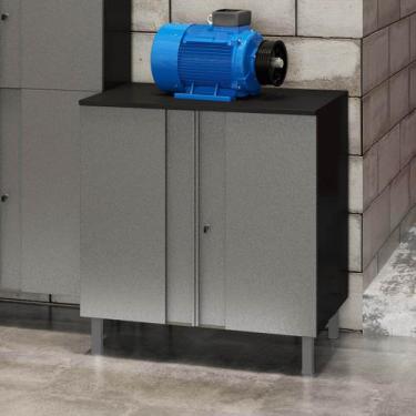 Imagem de Armário Multiuso em Aço Multibox 2 Portas Cinza/Preto - Telasul, Cinza