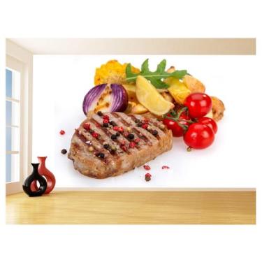 Imagem de Papel De Parede Alimentos Carne Churrasco Bife 3,5M Al295 - Você Decor