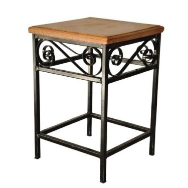 Imagem de Banco jardim sala quarto cozinha ferro madeira 45x35 - Shoppingnet