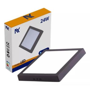 Imagem de Painel Led Sobrepor 24w Quadrado Preto 6500k Branco Frio - Opportunity