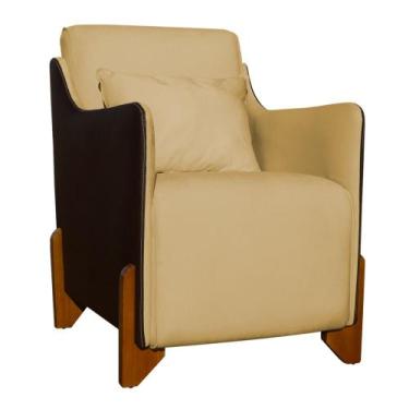 Imagem de Poltrona Composê Heloisa Couro Marrom Veludo Amarelo - Mazzero Decor